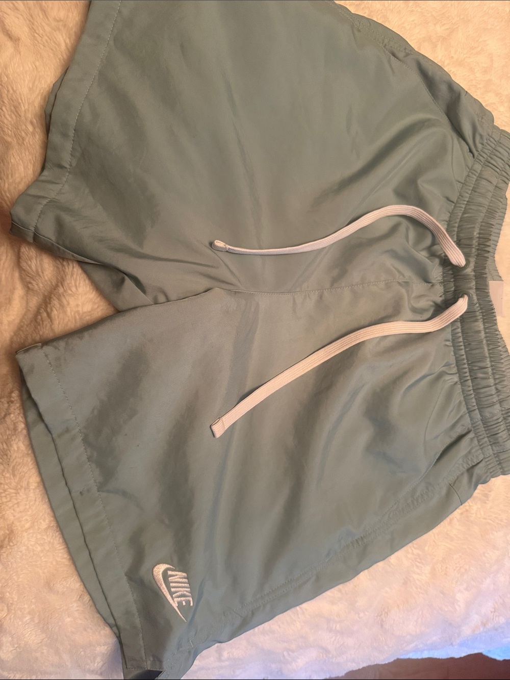 Nike Mint Green Running Shorts with White Drawstring